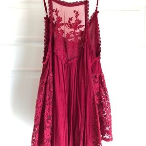 Red, lace tank top